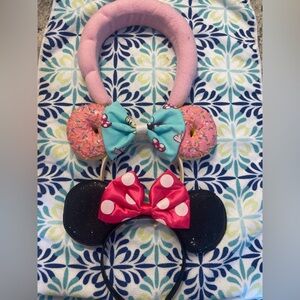 Pink Sprinkles Donut & Minnie Ear Headbands - Pink, Turquoise, Black